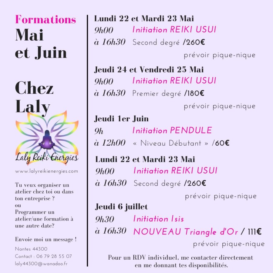 Formations des mois de Mai et Juin