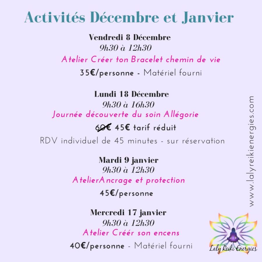 Activités de Décembre et Janvier